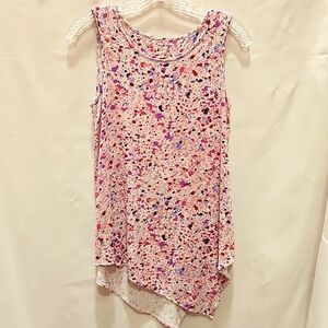 Ruff Hewn Grey, Paint Spatter, A-symmetrical,  Stretch knit, Sz XS